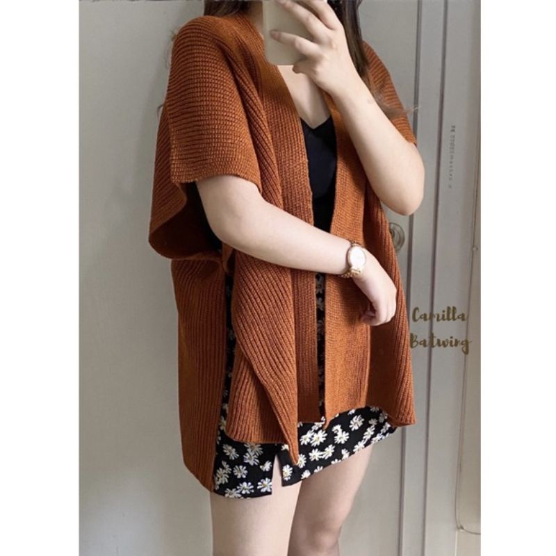 OUTER RAJUT CAMILLA BATWING/CARDIGAN RAJUT OVERSIZE MOTIF ROMPI KELELAWAR/BATWING RAJUT TERBARU