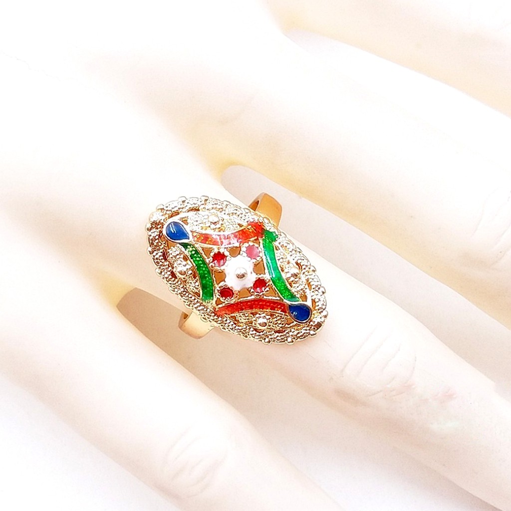 RAKA Acc - Jewelry Ring Cincin Meilyn Motif Bunga Zircon Gold Aksesoris Perhiasan Wanita