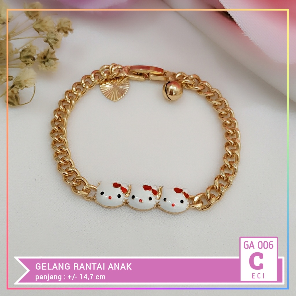 Gelang xuping gelang anak rantai simple hello kitty perhiasan lapis emas gold GA 006