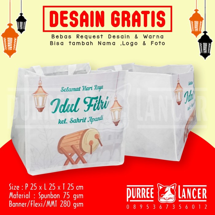 

PROMO Tas Lebaran custom Goodiebag Idul Fitri Tas Souvenir Ramadhan 25x25x25