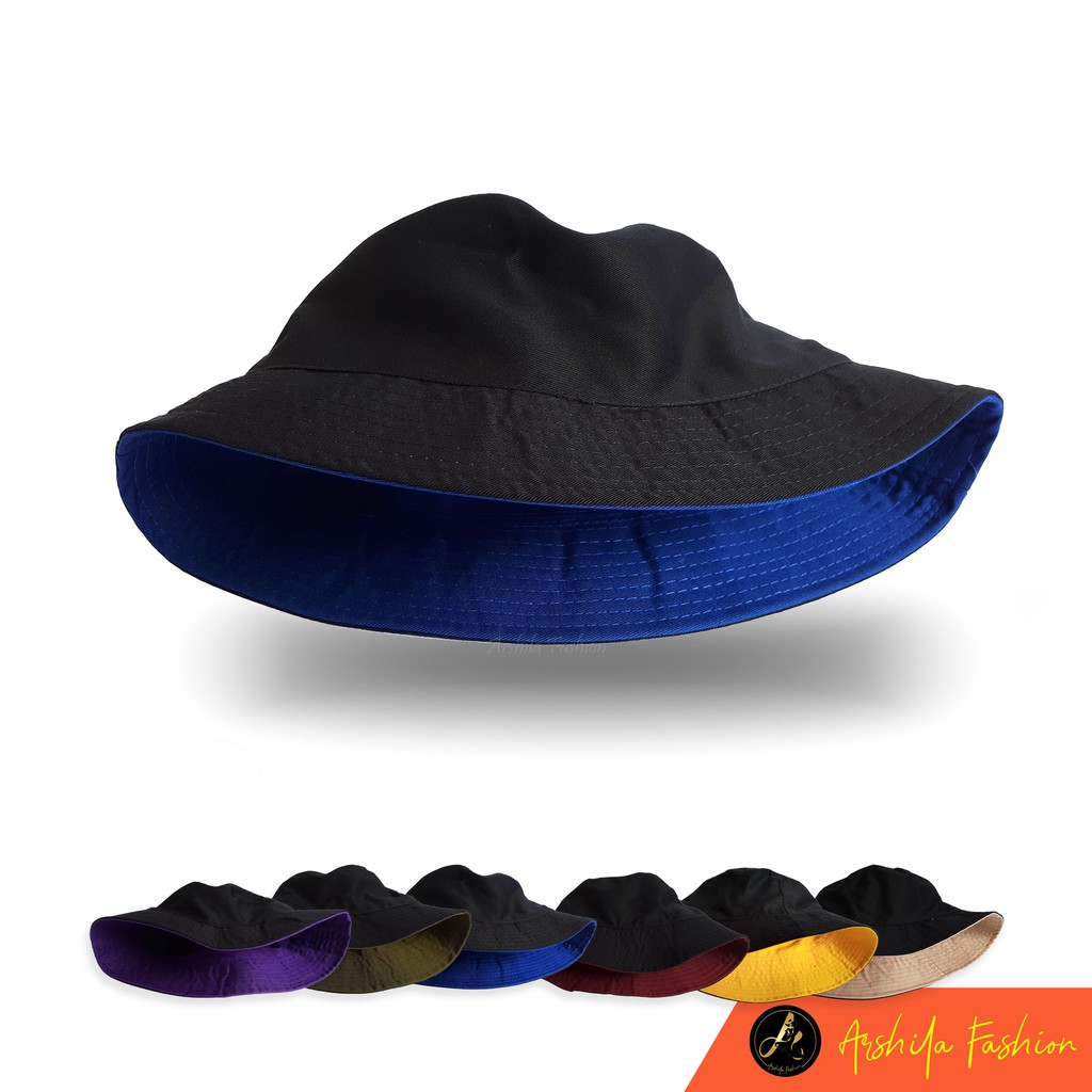 Topi Bucket Bulak Balik 1 Topi 2 Warna luar dalam