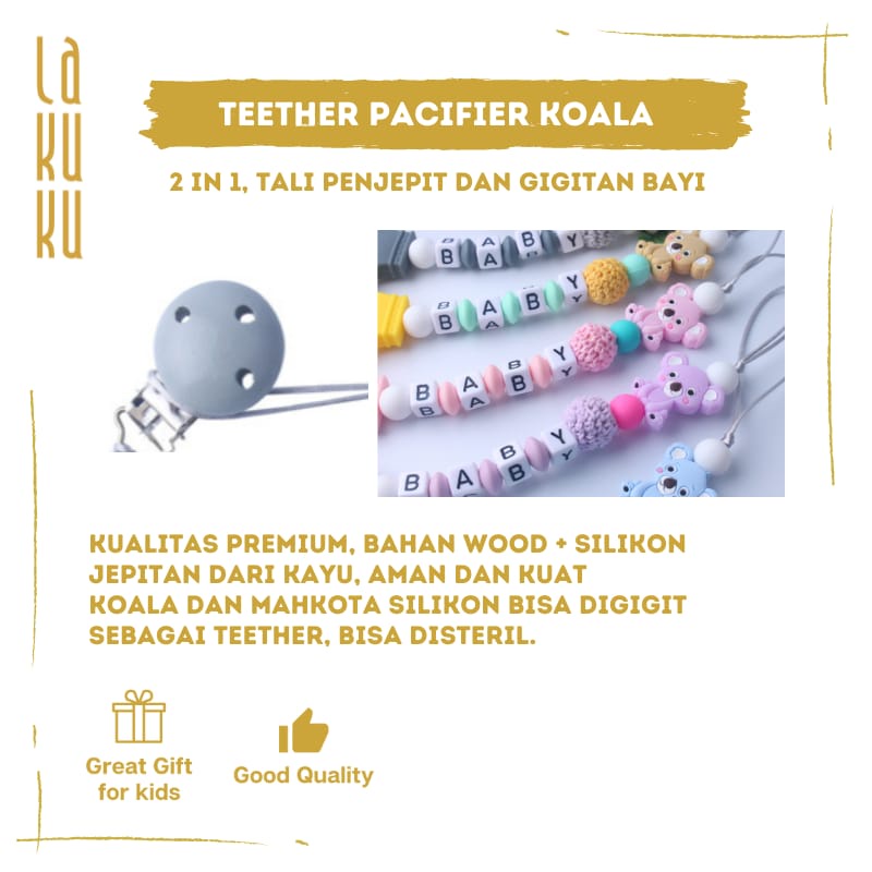 Lakuku - Tali Klip Clipper Pacifier Empeng Teether Pita Bayi