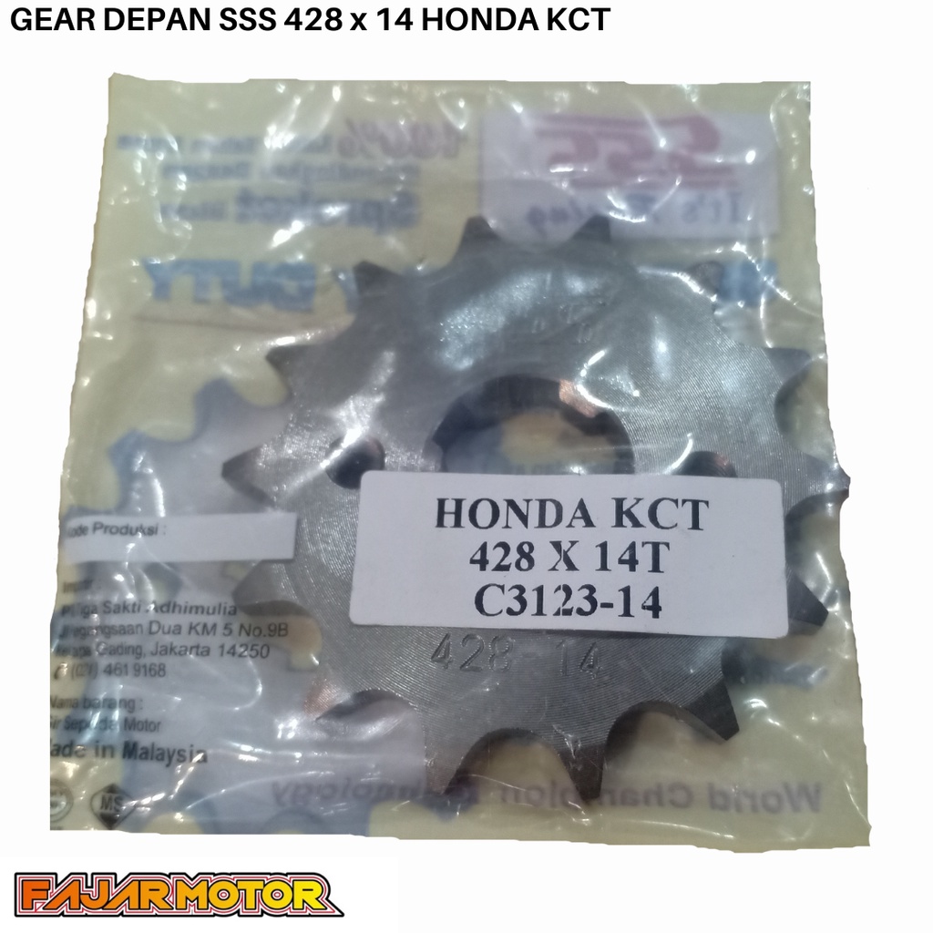 SSS GEAR GER DEPAN 428 520 JUPITER VIXION R15 MEGAPRO GL CB150R SUPRA SATRIA FU SMASH SHOGUN GIR FRONT SPROCKET-Sss.kcr428x14tigermp