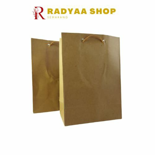 Paperbag Coklat Polos Tali Kertas | Tas Kertas | Tas Souvenir Size 11x6x15cm (PxLxT)