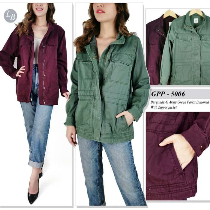 jaket jeans GAP burgundy & army green parka