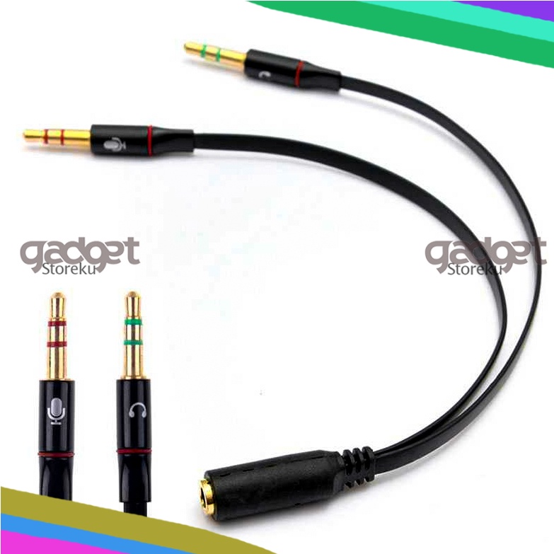 Splitter Audio Jack 3.5mm Female ke Dual 3.5mm Male HiFi (Mic+Hear)  L43