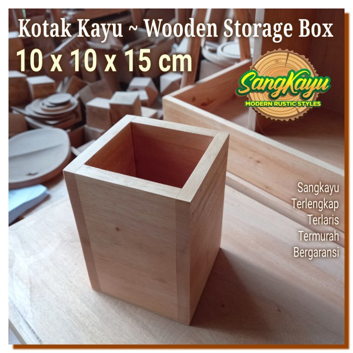 Kotak kayu 10x10x15 cm kotak penyimpanan kotak kayu serbaguna