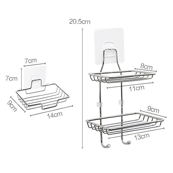 Rak Holder Sabun Bahan Stainless Steel Model Gantung Dinding Dengan Kait Untuk Kamar Mandi