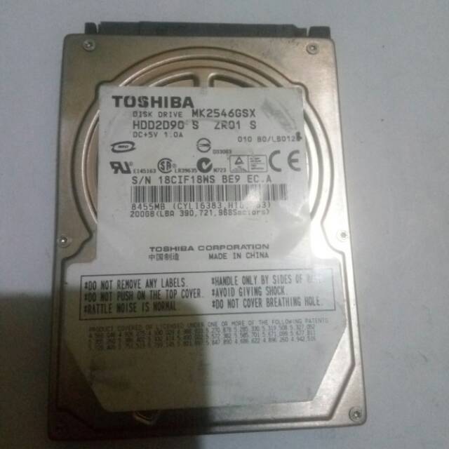 Harddisk Toshiba 200GB rusak ukuran 2.5