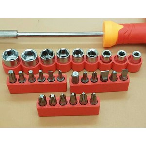 Kunci Perkakas Bit T Handle Ratchet Set Screwdriver 28 Pcs