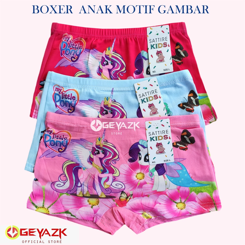 3 Pcs Boxer Anak Perempuan Gambar Kartun Celana Dalam Anak Cewek