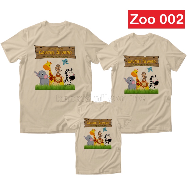 Baju Kaos Ulang Tahun Keluarga Zoo Jungle Animal Safari Family Couple / Kaos Request FREE Nama Tulis