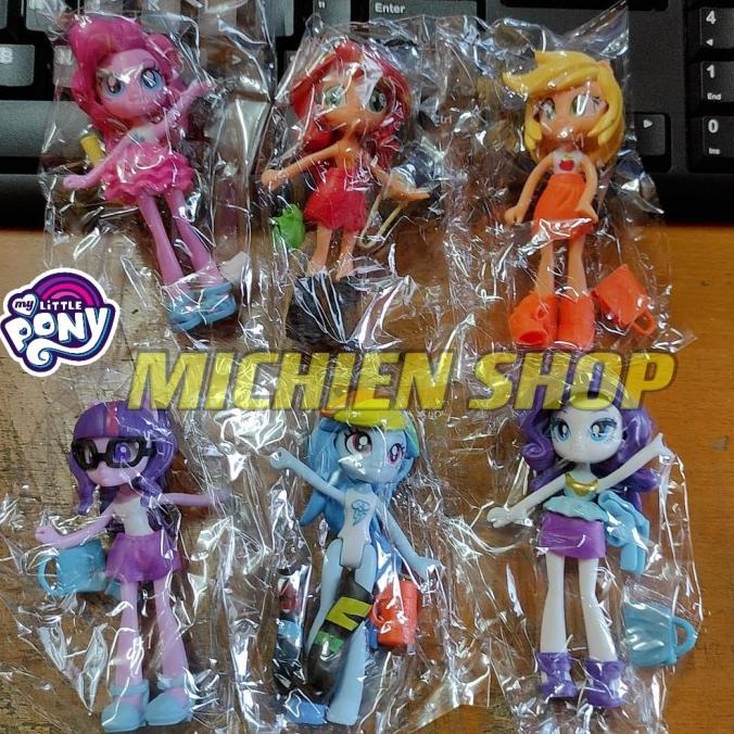Ready Action Figure My Little Pony Equestria Girls Set 6 Pcs Topper Cake