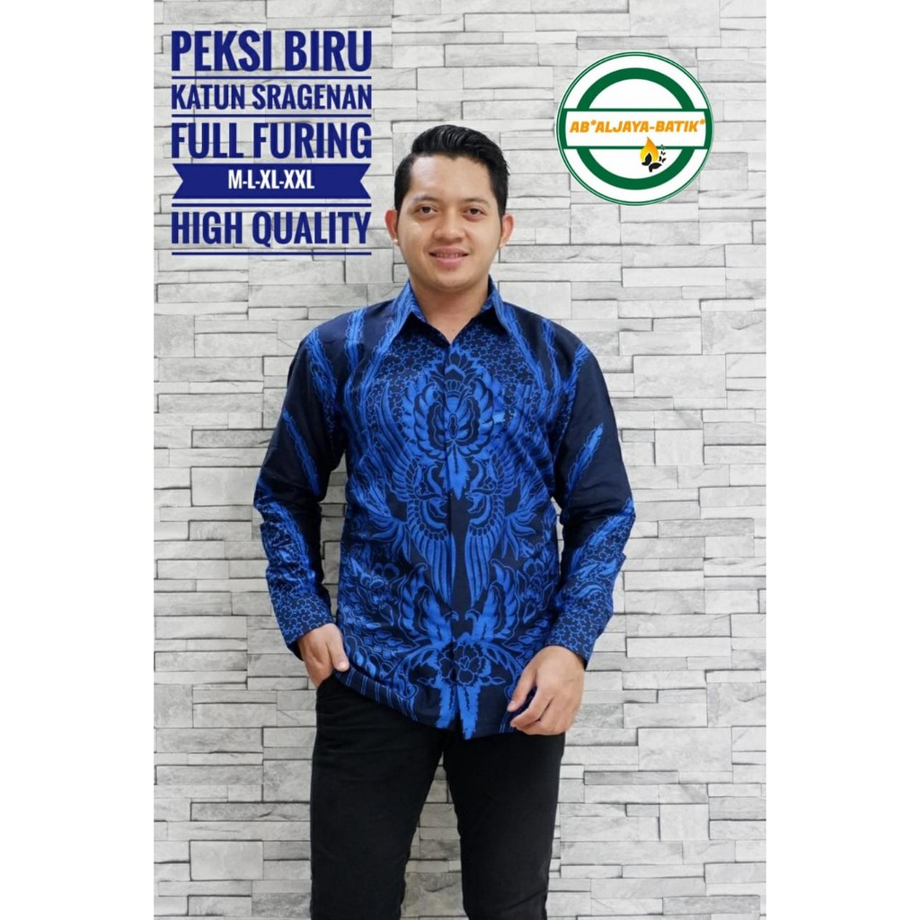 PEKSI BIRU kemeja batik pria lengan panjang terbaru ORIGINAL BY AL JAYA