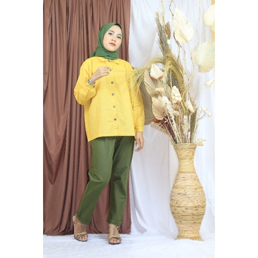 LILI SET - setelan one set kemeja  rami busui formal wanita perempuan cewe lucu murah