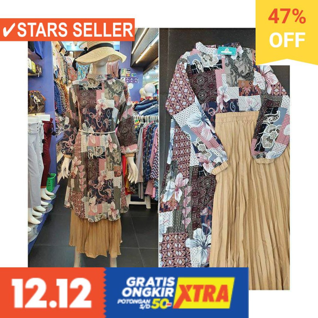 BAJU MUSLIM TERKINI TERBARU WANITA MURAH CEWE ASLI / ✅ GAMIS FREEBELT IMPORT BANGKOK PREMIUM ST813I