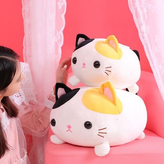 Bantal Boneka Bentuk Kucing Aksen Bunga Bahan Plush Untuk Bantal Boneka Bentuk Kucing Aksen Bunga Bahan Plush Untuk
