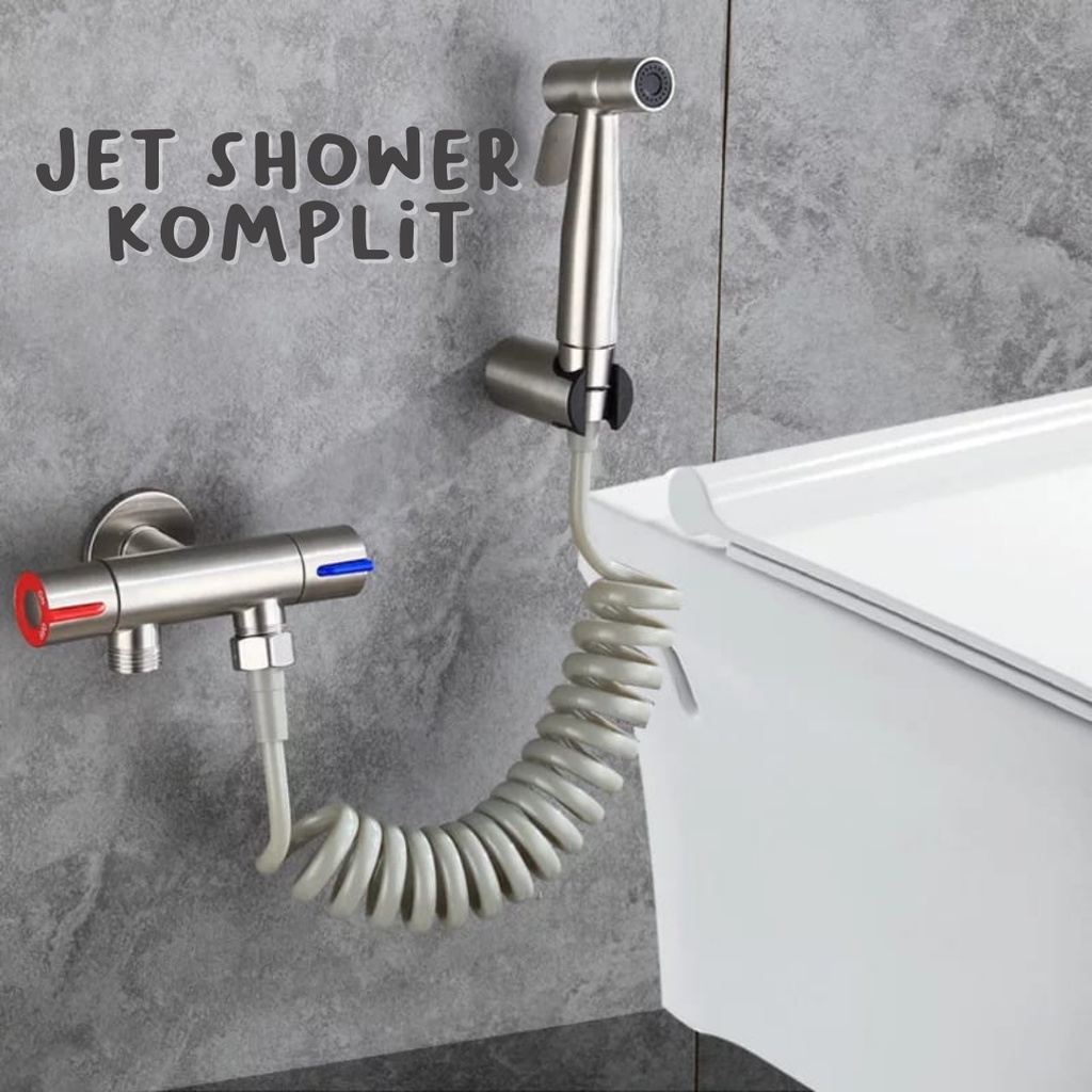 Jet Shower Kloset komplit Toilet Closet Wasser stainless steel + dudukan shower