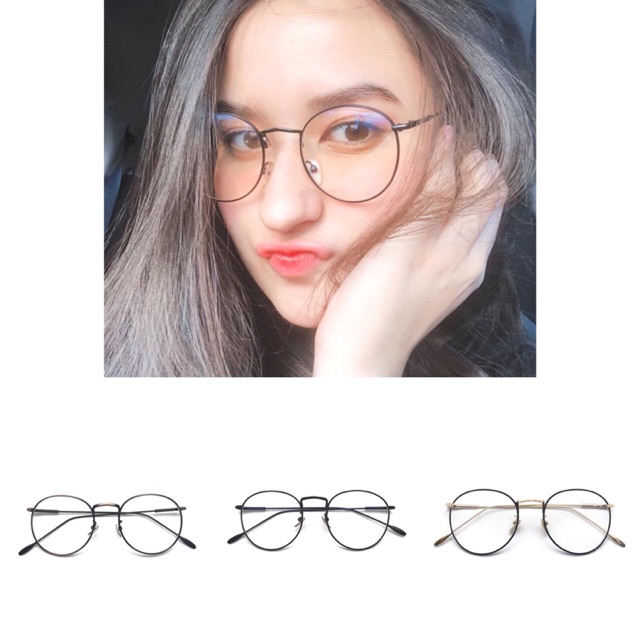 Paket lensa minus antiradiasi - frame kacamata pria wanita vintage ursula