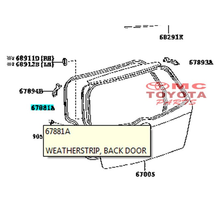 Karet Body Pintu Bagasi Belakang Yaris 67881-0D030