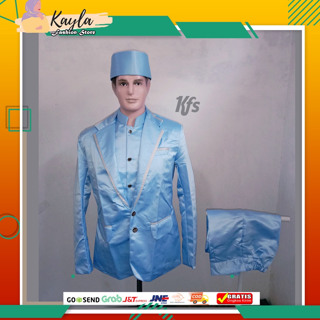 Jas Pengantin Satu set/ Jas Pria/Jas Formal Biru Frozen