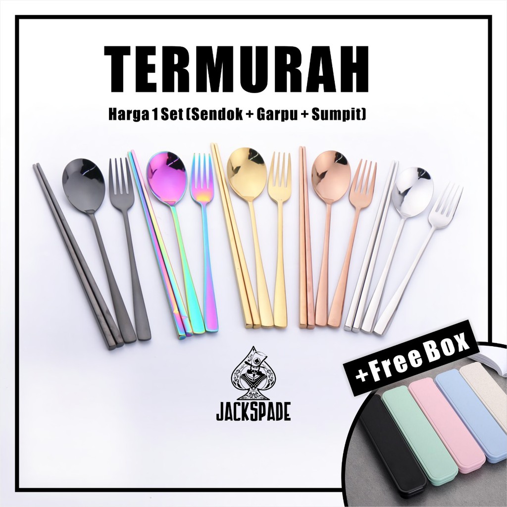 Set Alat Makan Korea Stainless Steel Tebal - Sendok Korea Set - Sendok