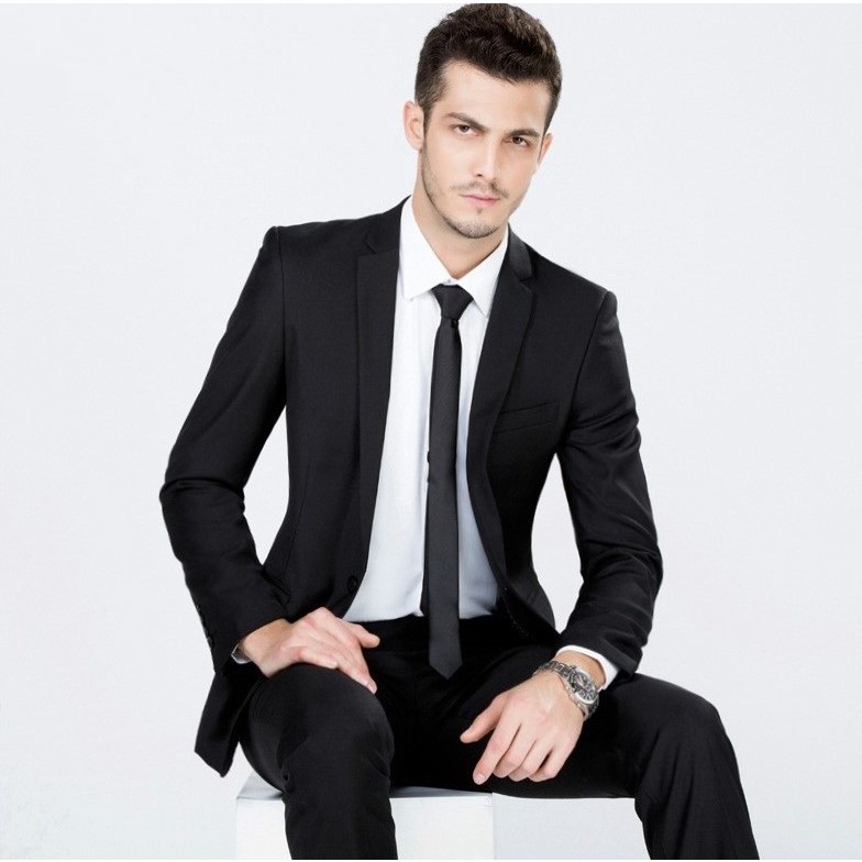 SETELAN JAS HITAM FORMAL PRIA SLIMFIT PAKET LENGKAP 4IN1 HIGH TWIST ISTIMEWA ORIGINAL NIKAYU