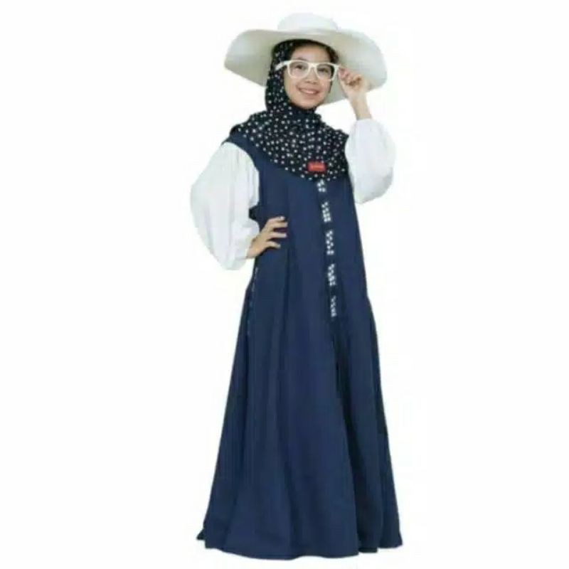D Reglan Set Gamis Dannis Anak Navy Biru 1