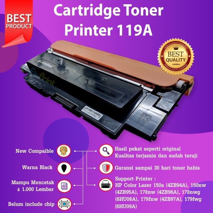 Cartridge Toner Compatible 119A CHIP HP 150a 150nw 178nw 179nw 179fnw