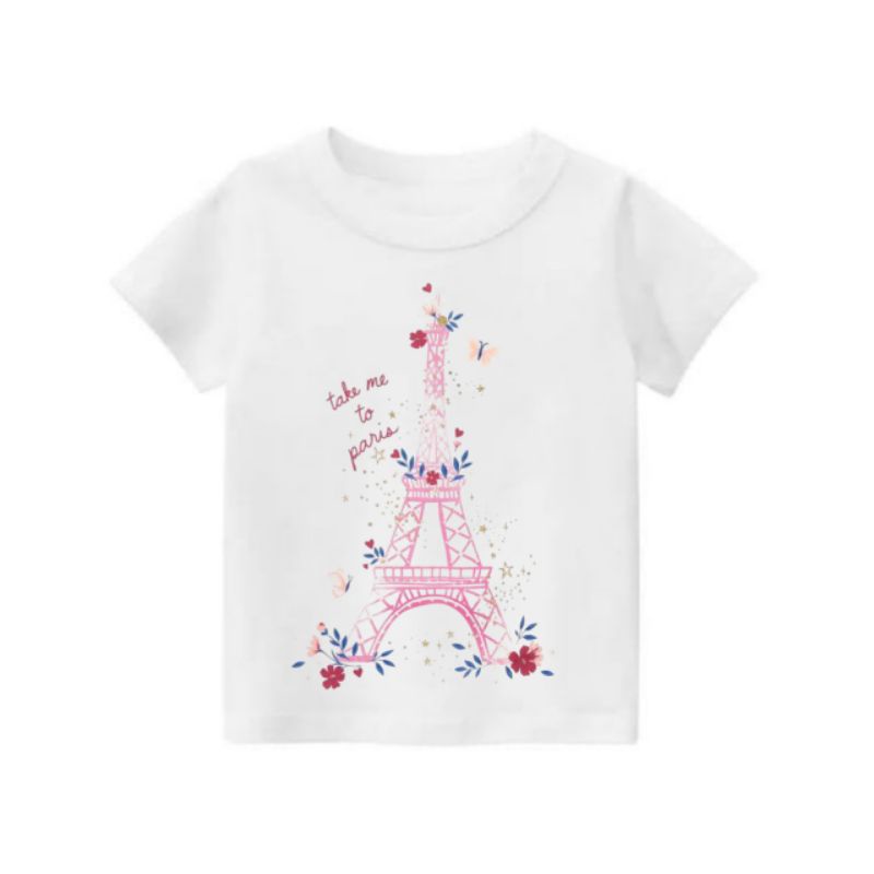 kaos anak terbaru motif paris/atasan anak perempuan terbaru