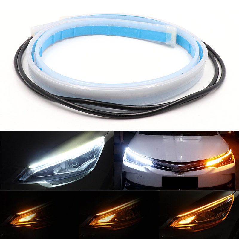 Lampu Strip LED DRL Flexible Anti Air Warna Putih Kuning 12v Untuk DRL Mobil