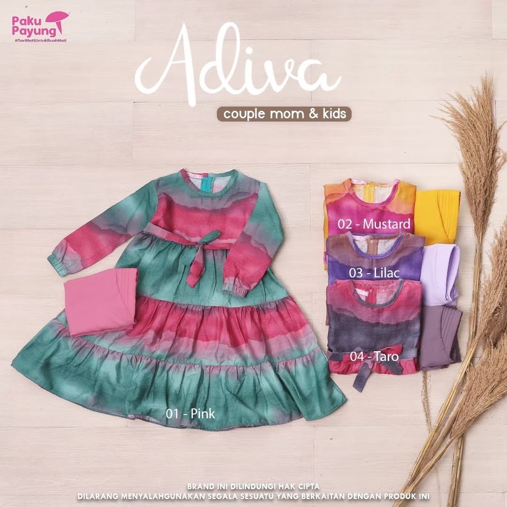 READY Gamis couple ibu dan anak 1-13 tahun Adiva Series Original paku payung|| LILAC