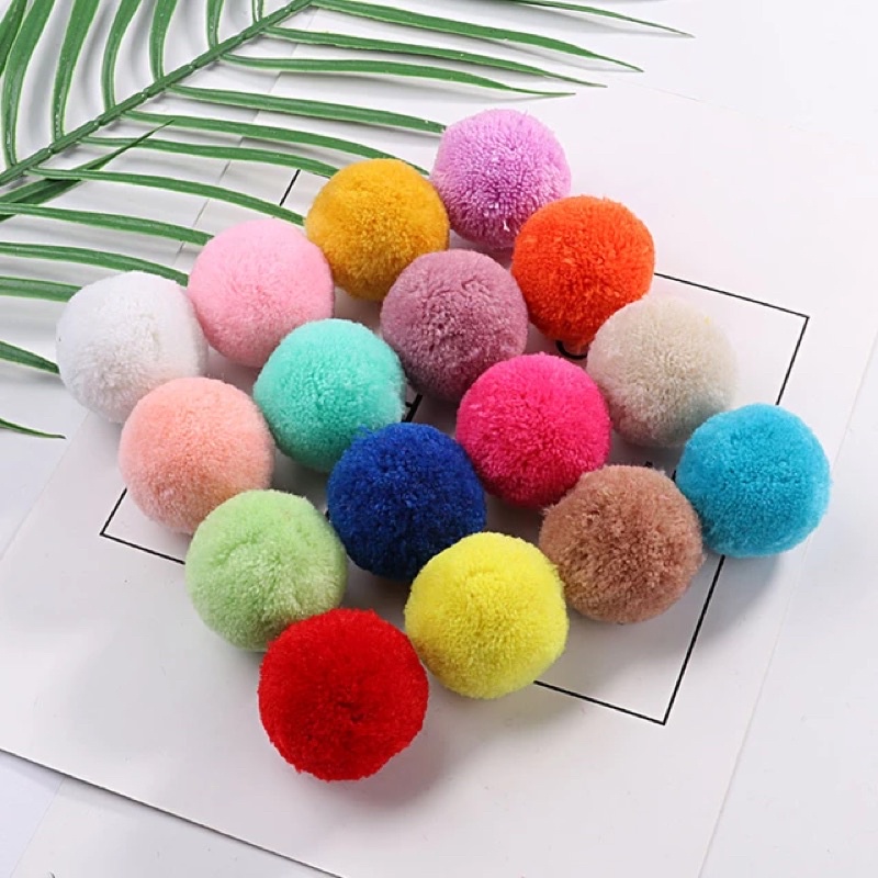Pompom 3cm isi 6pcs - Pompom Woll | Pompom Premium | Pompom Warna | Anting Pompom