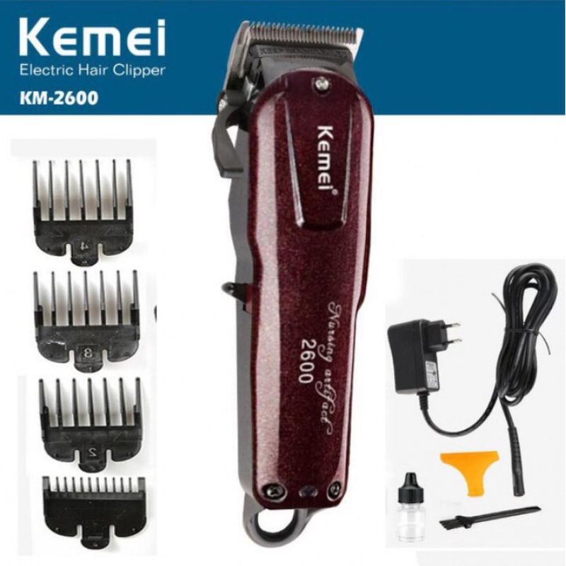 Mesin Cukur Rambut Kemei KM 2600 Rechargeable Alat Potong Rambut Oiriginal KEMEI 100%