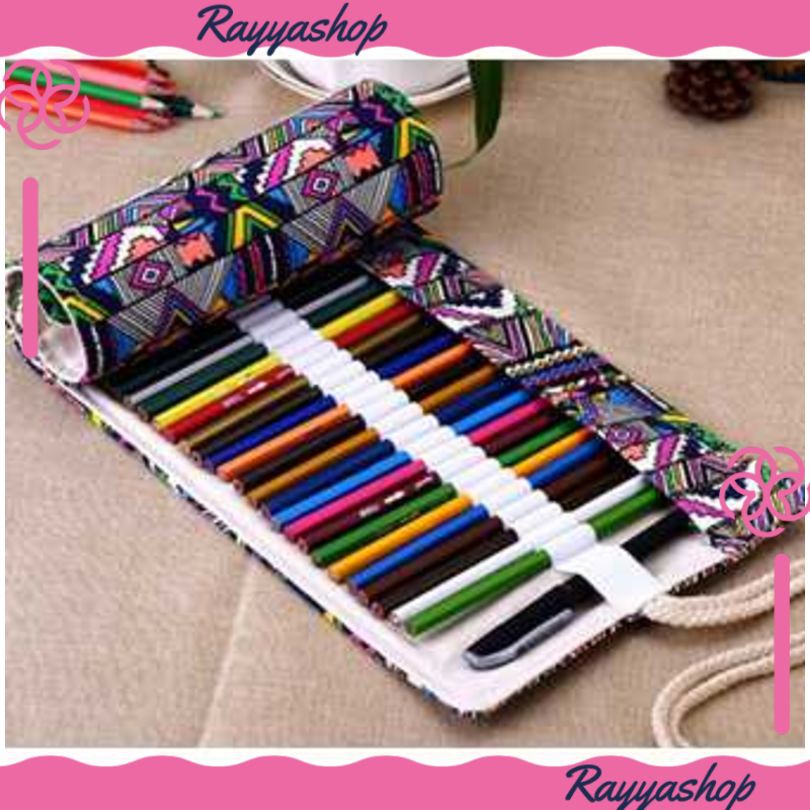 

Rayyashop | MARCO Bohemian Tas Pensil Gulung Canvas 48 Slot 20 x 56cm - EN-71