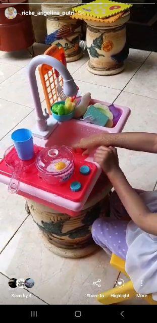 Mainan Anak Perempuan Westafel Sink Tempat Cuci Piring Komplit