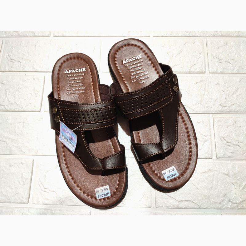 sandal kulit slop jempol sandal casual pria