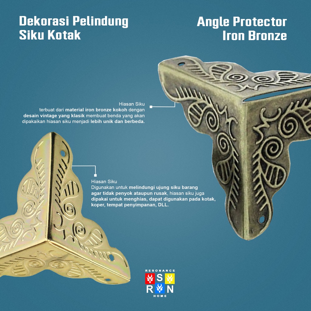 Siku Hiasan Dekorasi Pelindung Sudut Kotak Kayu Antik 25mm / Angle Protector Resonance Home