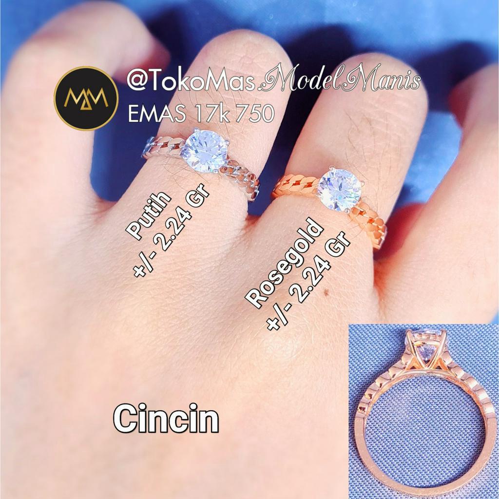 Cincin sisik naga solitaire emas putih rosegold 750 kadar 17k
