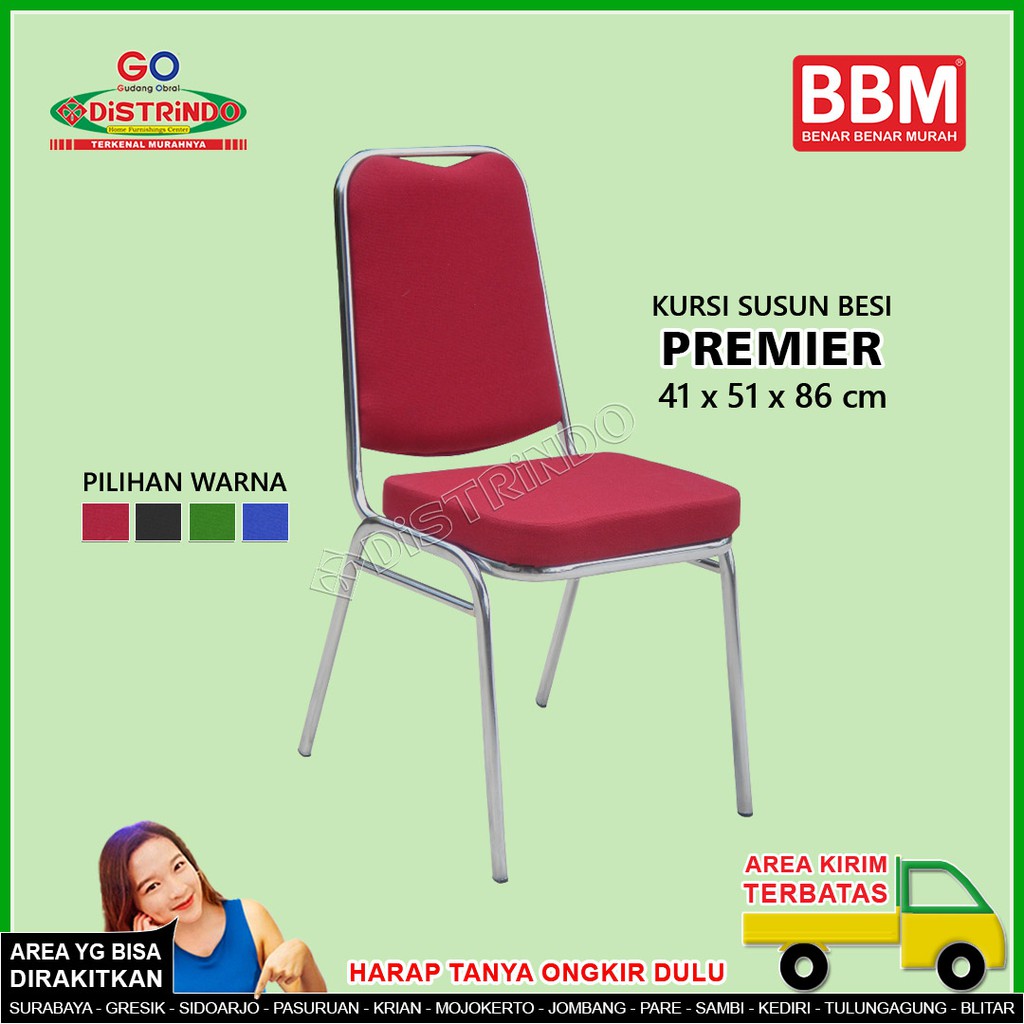 Distrindo - Kursi Makan Pesta Meeting Susun Besi Oval Tebal Dudukan anti Gembos Kualitas Kuat Kokoh