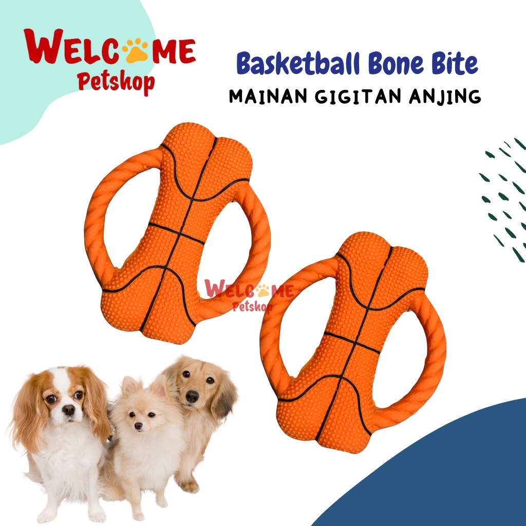 Basketball Bone Bite Mainan Gigitan Tulang Motif Anjing Dog Toy