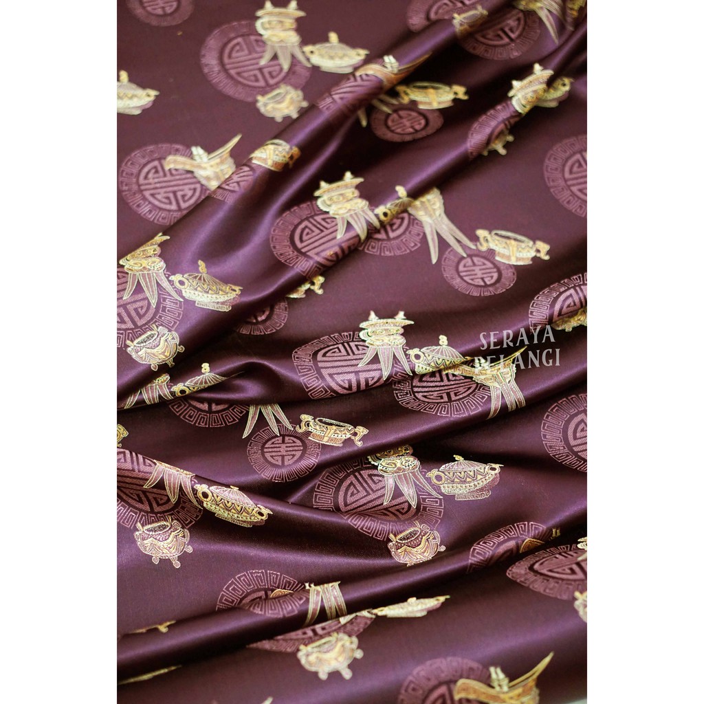 [METERAN] SATEN CINA Motif Ornamen/Simbol 1 | Baju Cheongsam | Kain Meteran | Chongsam | Congsam | Wanita | Pria | Bahan Pakaian | Import Quality | Atasan | Bawahan | Dress | Kostum Tradisional | Baju Imlek