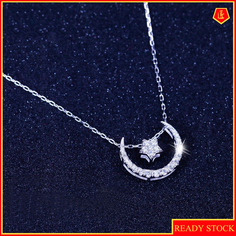 [Ready Stock]Stylish Moon and the Stars Necklace Pendant Clavicle Chain