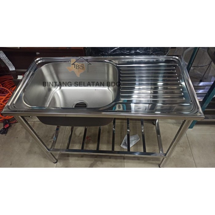 BAK CUCI PIRING  KITCHEN SINK DENGAN KAKI STAINLESS CPK 100X50X25 CM