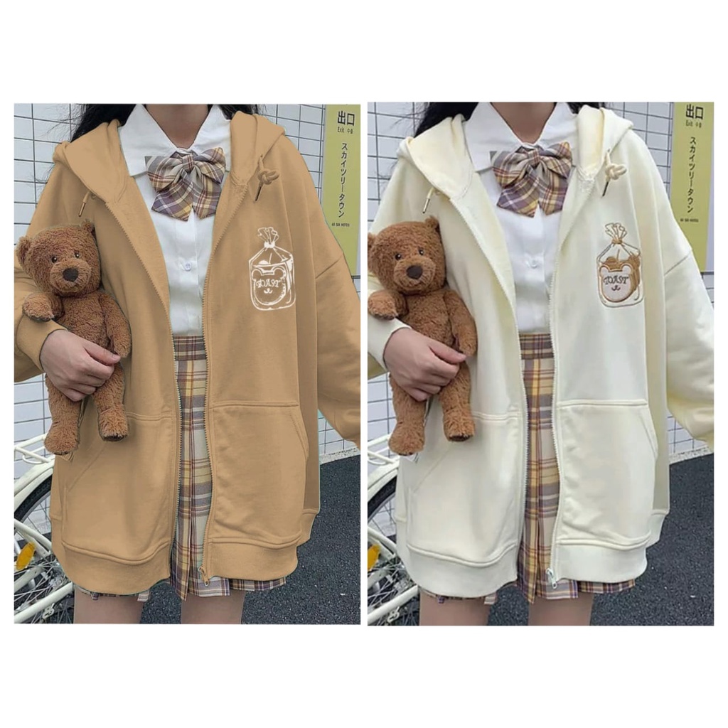 HUM - ZFS OOTD Sweater Hoodie Toast / Toast Bordir Fleece Hodie Jacket / Switer / Outer Wanite Kekin