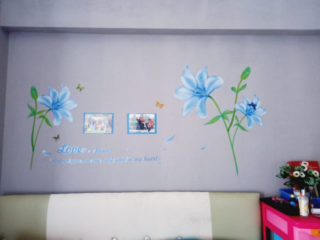 Wallsticker 71 Frame Bunga Biru
