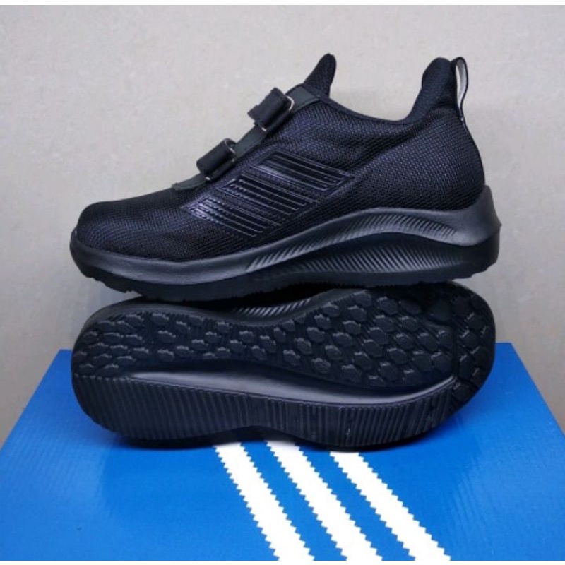 sepatu sneakers sekolah hitam polos anak perempuan laki laki tk sd size 33-37