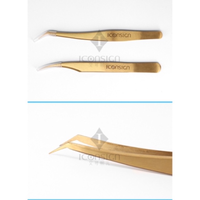 ICONSIGN pinset tweezer high quality russian rusian eyelash extension pinset bengkok