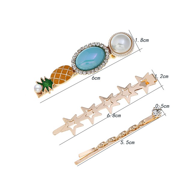 LRC Jepit Rambut Fashion Pineapple Pearl Hair Clip Set F5695XX