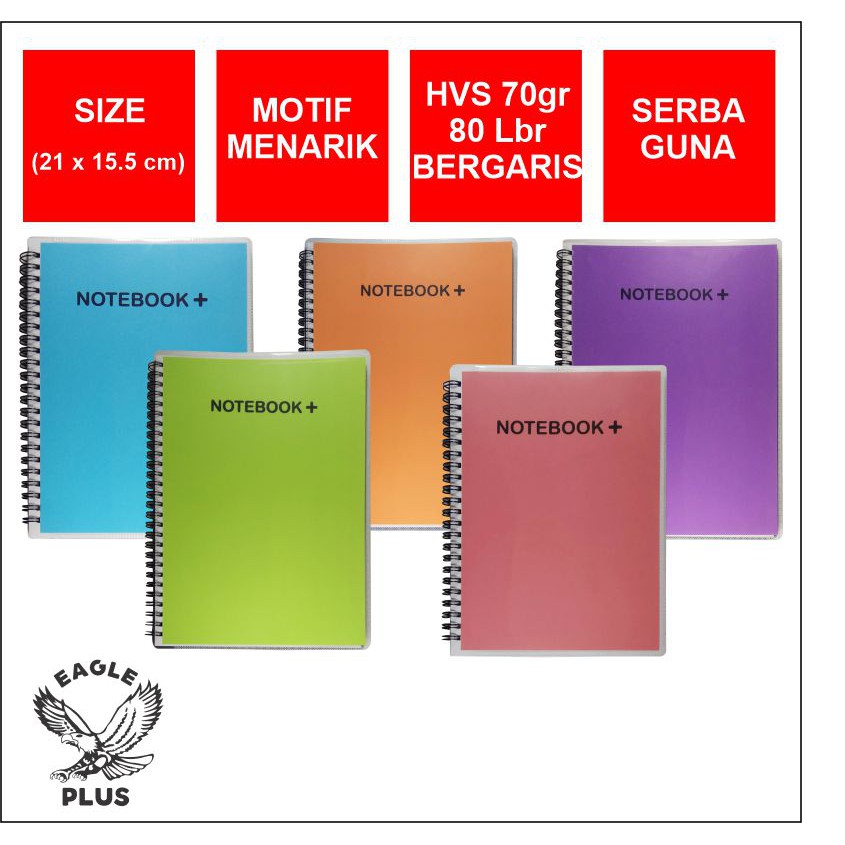 

Notebook Spiral / Buku Tulis Buku Catatan Diary Notebook Spiral A5 / B5 80 Lembar EAGLE